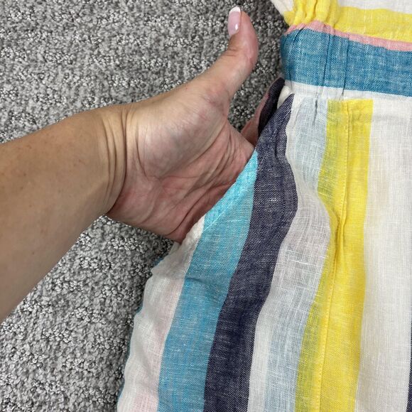 Splendid x Gray Malin Dress Womens Small Striped Button Pockets Linen Coastal - Picture 3 of 8